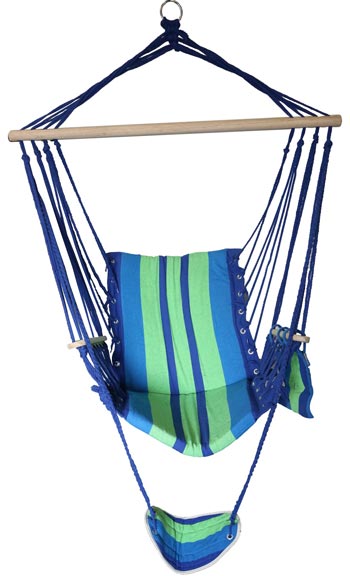 Hammock Chair With Foot Rest - Green/Blue